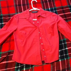 Red button up shirt